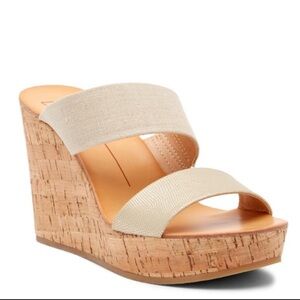 Dolce Vita Women's Cream Slip On Cork Wedge Platform Sandals